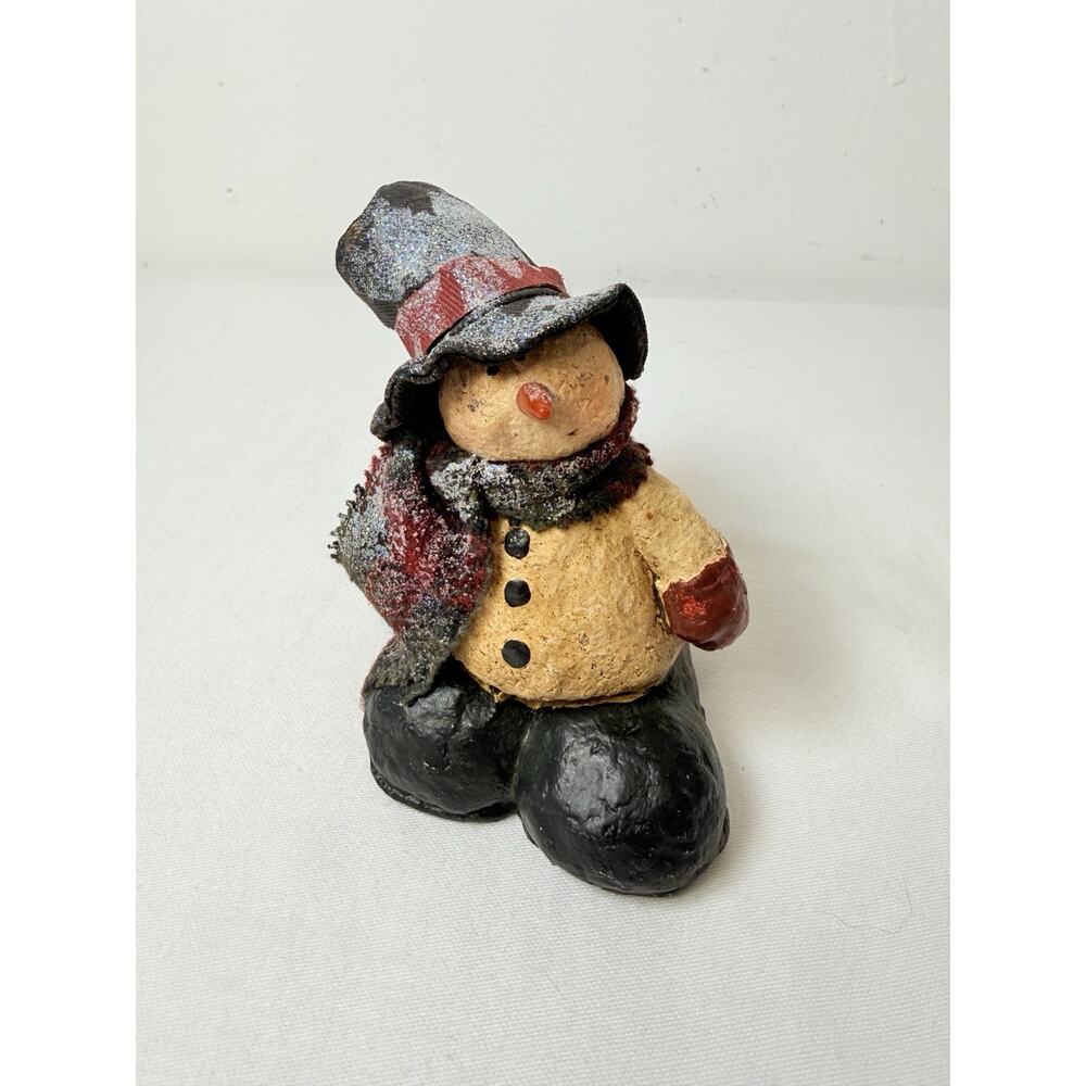Vintage 4’ Paper Mache Rustic Snowman
